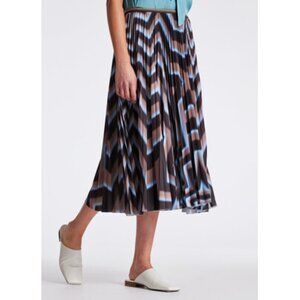 Paul Smith Beige and Blue Zigzag Pleated Skirt Sz Large